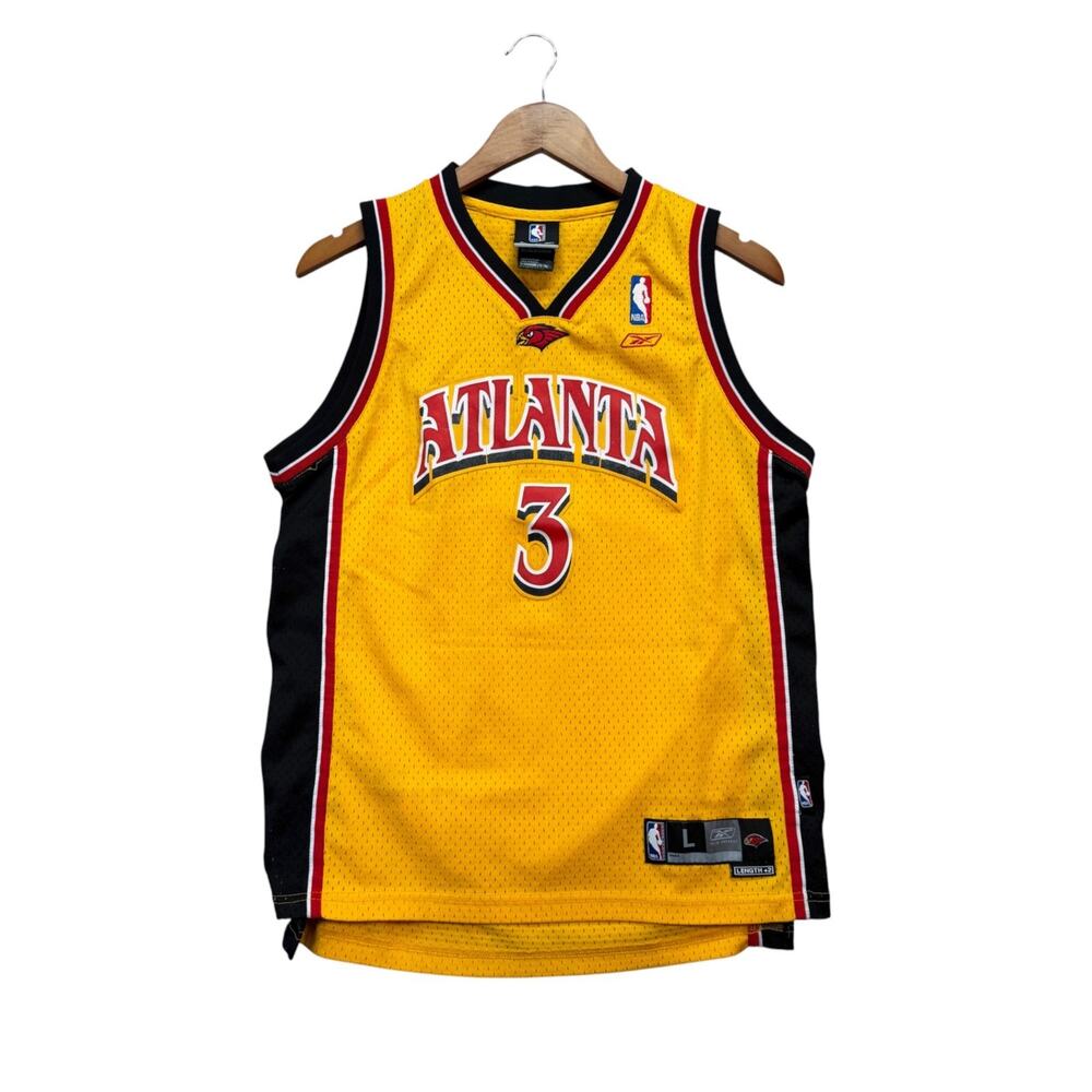 Atlanta Hawks Harrington #3 Basketball NBA Yellow/Gold Reebok Jersey Women's L